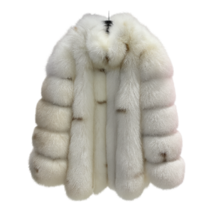 Mantel mit geradem Kragen – Elfenbein-Nerz