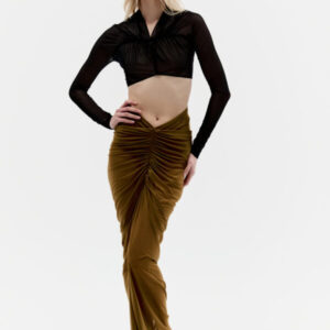 Geraffter langer Rock mit Taschen