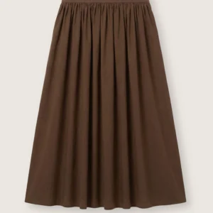 Langer Rock aus stueckgefärbter Popeline