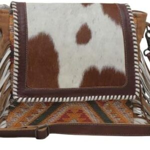 Gepunktete mokkafarbene Fransen-Umhängetasche