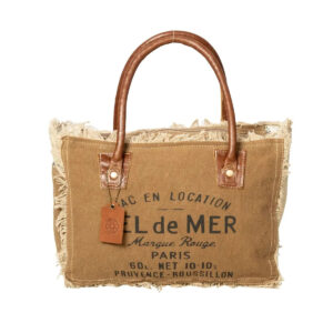 Sel De Mer Handtasche aus Canvas und Leder mit Umhängetasche