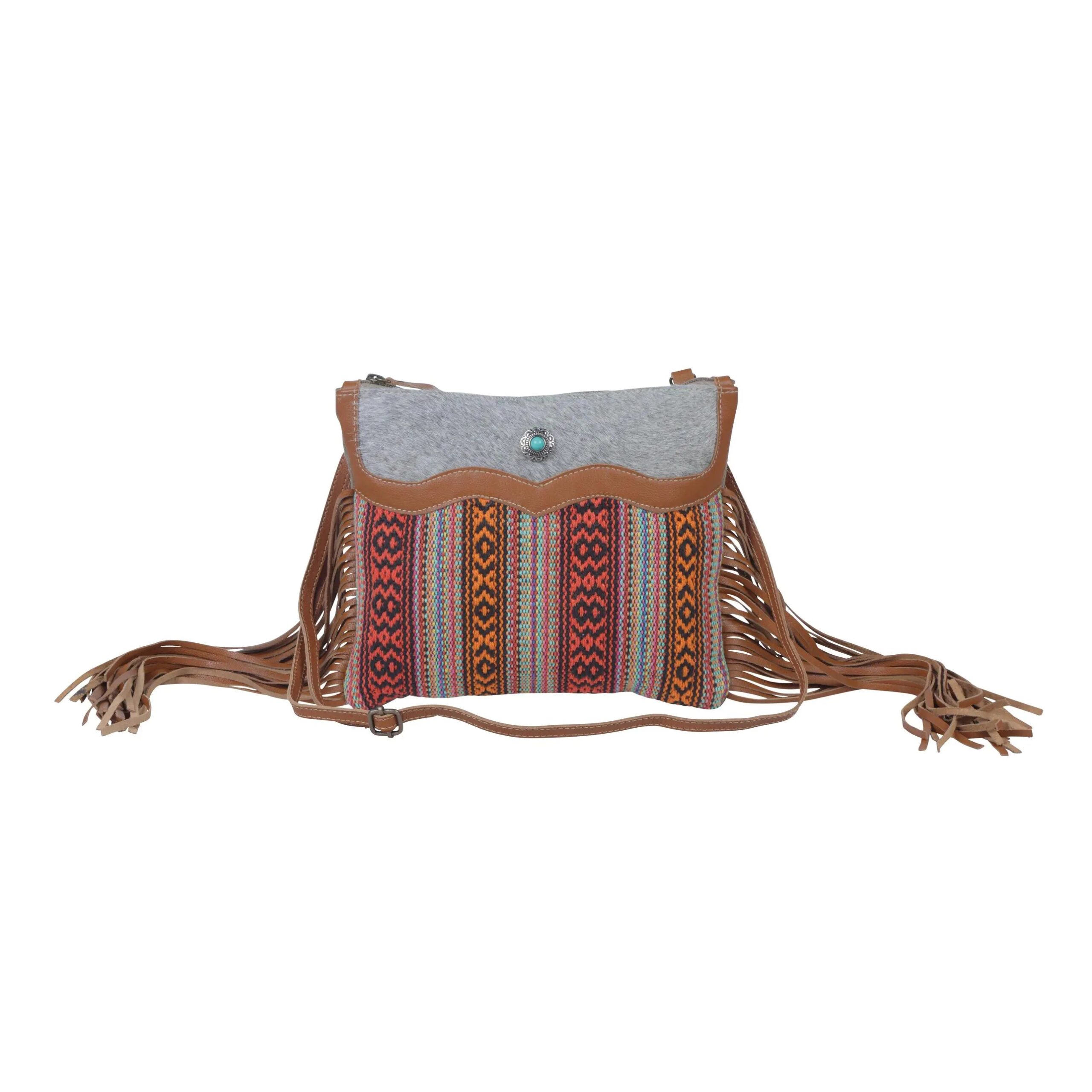 Schnürsenkel in verschiedenen Farben, Fransen, Canvas & Leder, Umhängetasche