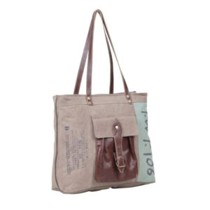 Schultertasche aus Canvas und Leder im Vintage-Stil