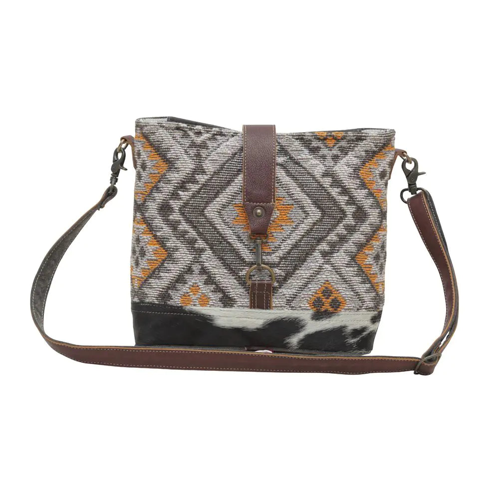 Tiffany Shades Leder- und Canvas-Umhängetasche