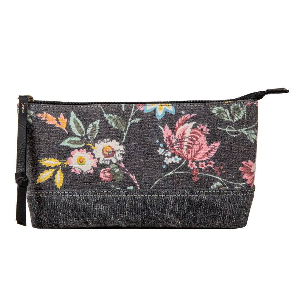 Make-up-Reisetasche aus Canvas mit Blumenmuster