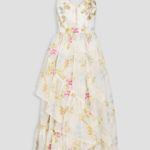 ERDEM Alani Rüschen-Midikleid mit Blumenjacquardmuster