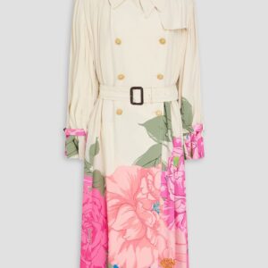 VALENTINO GARAVANI Trenchcoat aus plissiertem Seidenkrepp mit Blumenmuster