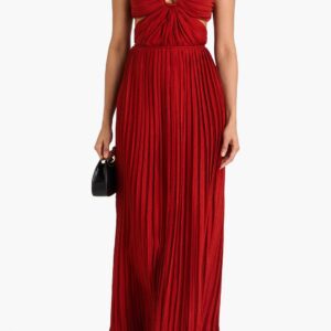 CHLOÉ Ringverziertes, plissiertes Seidenchiffonkleid